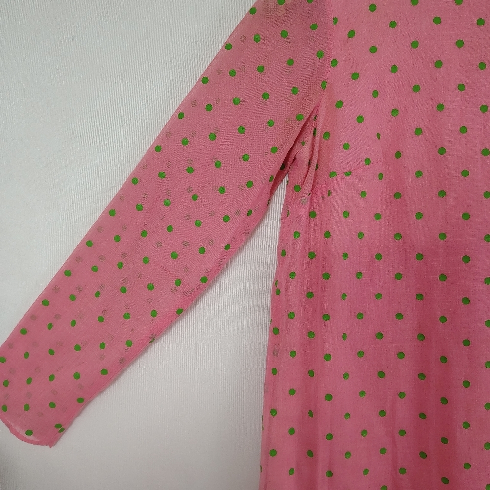 Vintage 60s Homemade Weekend Pink Watermelon Polka Dot Mini Dress Mod Go Go - Picture 3 of 9